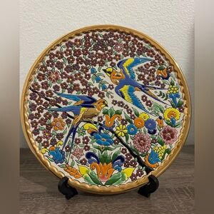 Colorful Ceramic Wall Art with Birds